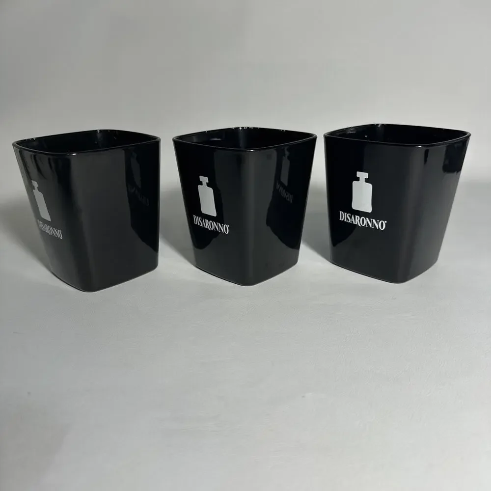 Disaronno Black Square Rocks Glasses Set of 3 Drinking Barware Cocktail